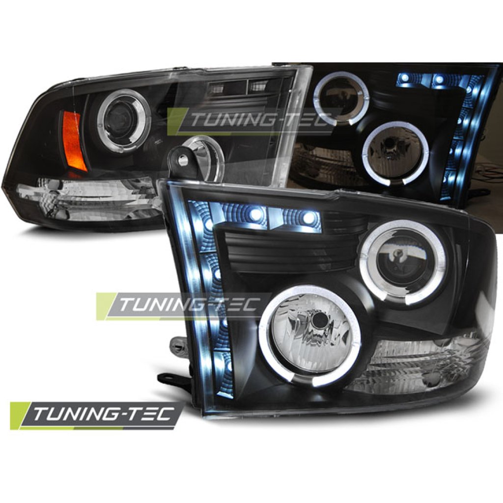 Přední světla angel eyes Dodge Ram 09-11 černá
