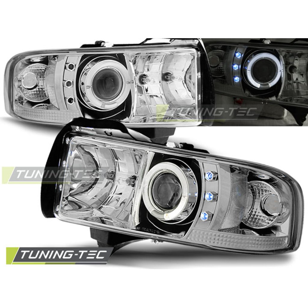 Přední světla angel eyes Dodge Ram 94-01 Chrom