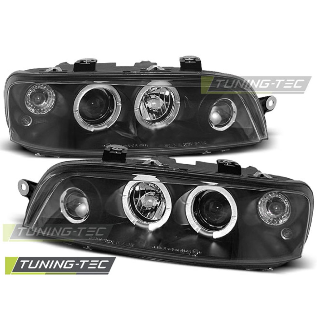 Přední světla angel eyes Fiat Punto 2 - černé