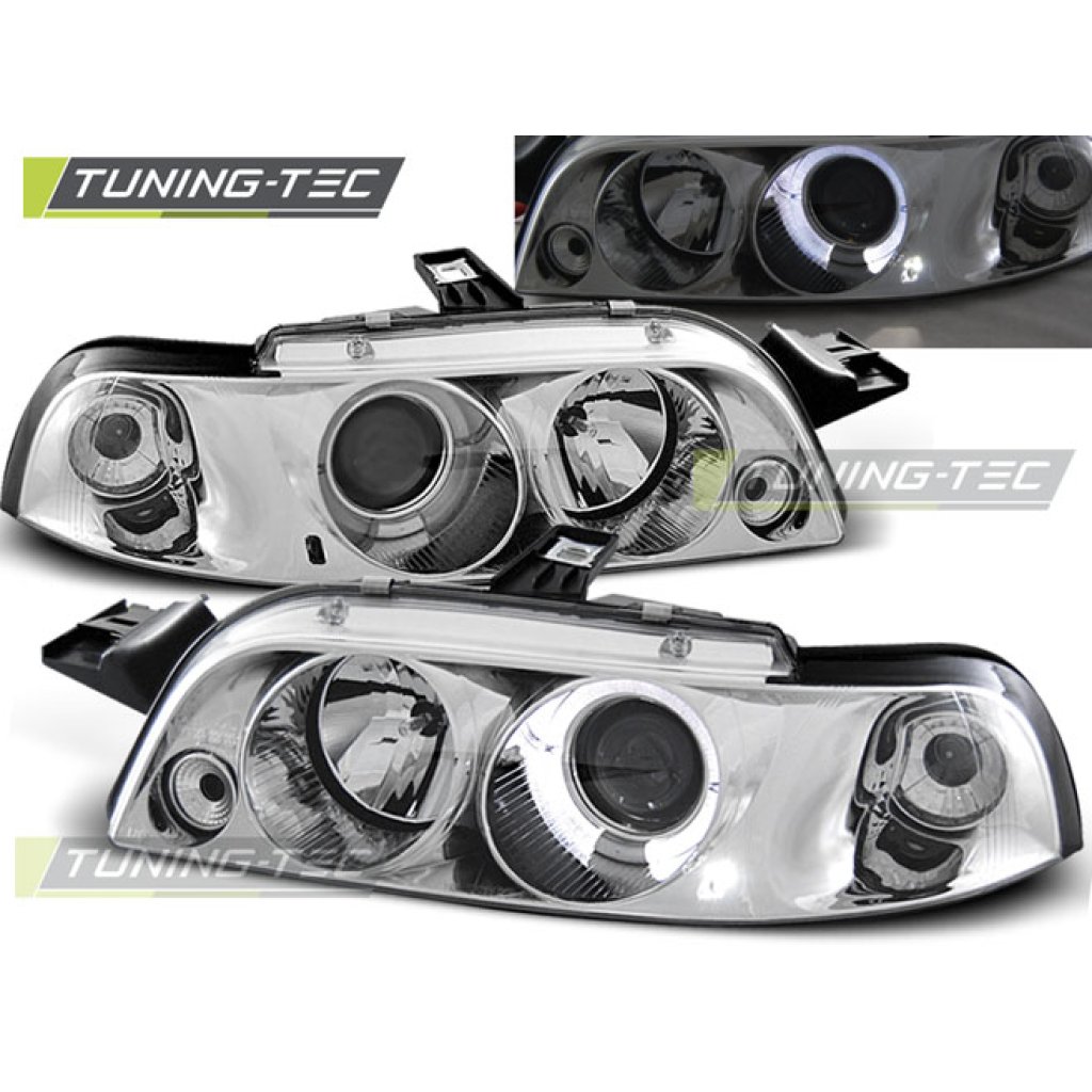Přední světla angel eyes Fiat Punto chromové
