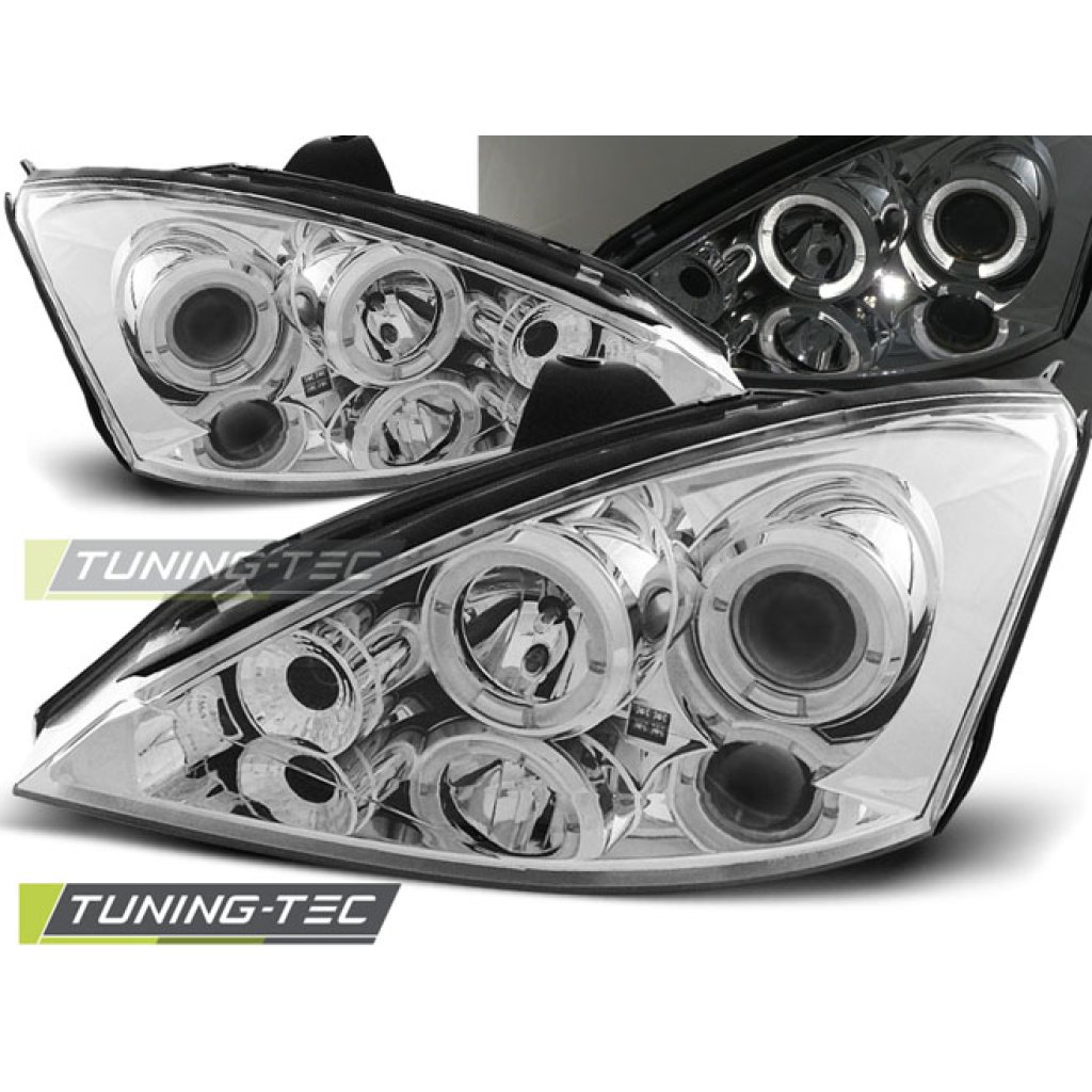 Přední světla angel eyes Ford Focus chromové 01-04