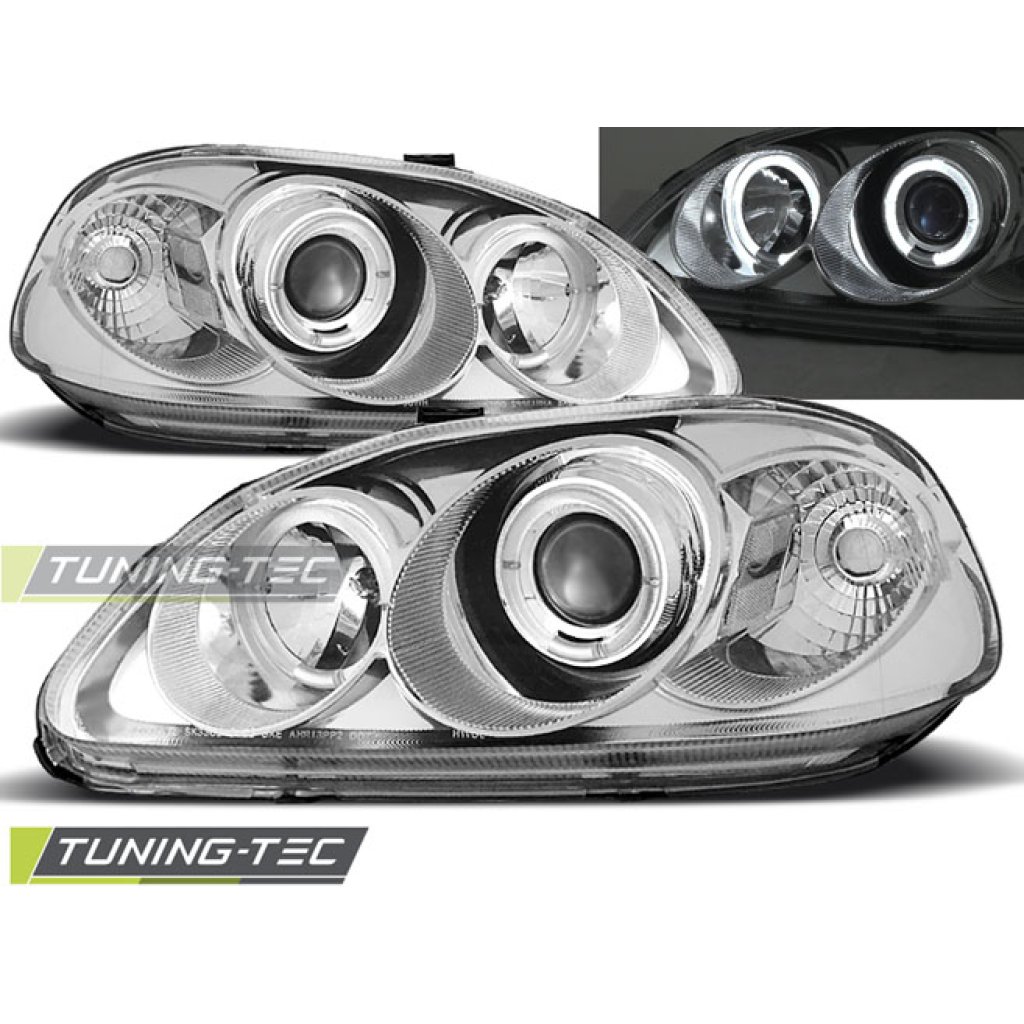 Přední světla angel eyes Honda Civic 2/5dv. chromové 99-01