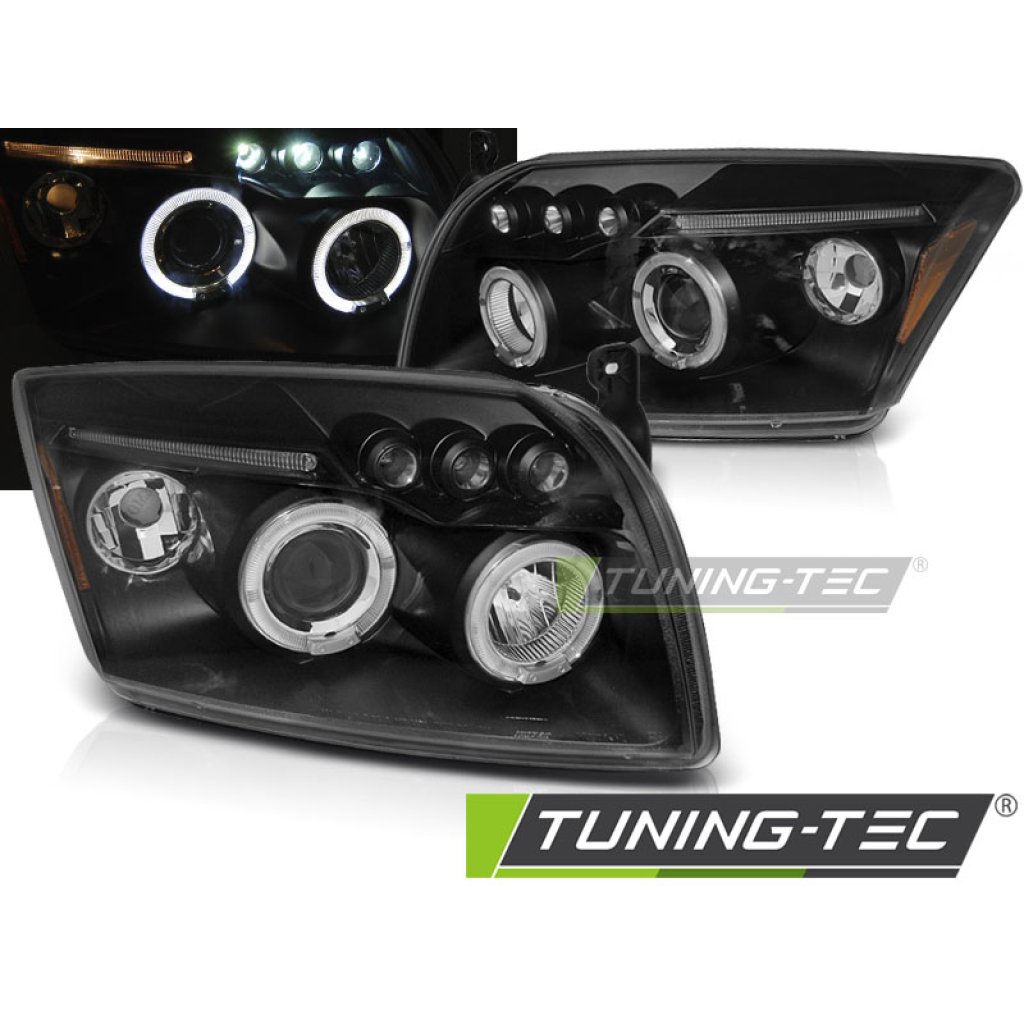 Přední světla angel eyes, LED, Dodge Caliber 06-12 černá