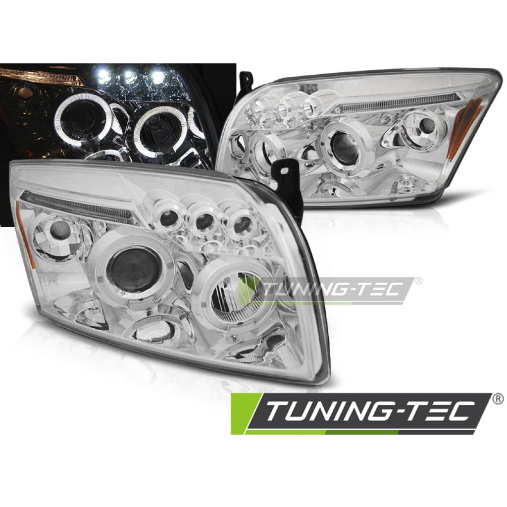 Přední světla angel eyes, LED, Dodge Caliber 06-12 chromová
