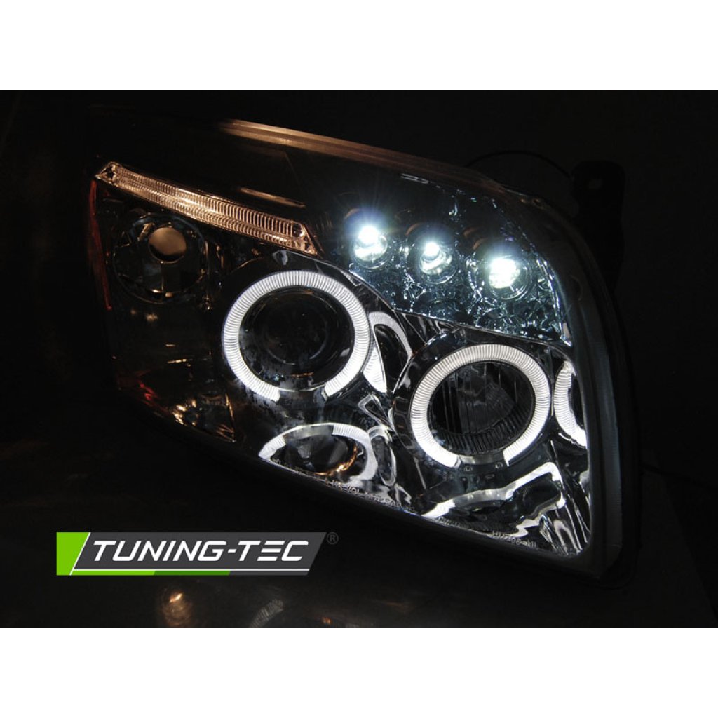 Přední světla angel eyes, LED, Dodge Caliber 06-12 chromová