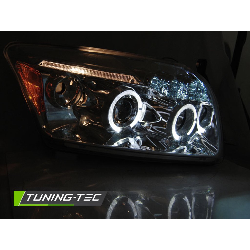 Přední světla angel eyes, LED, Dodge Caliber 06-12 chromová