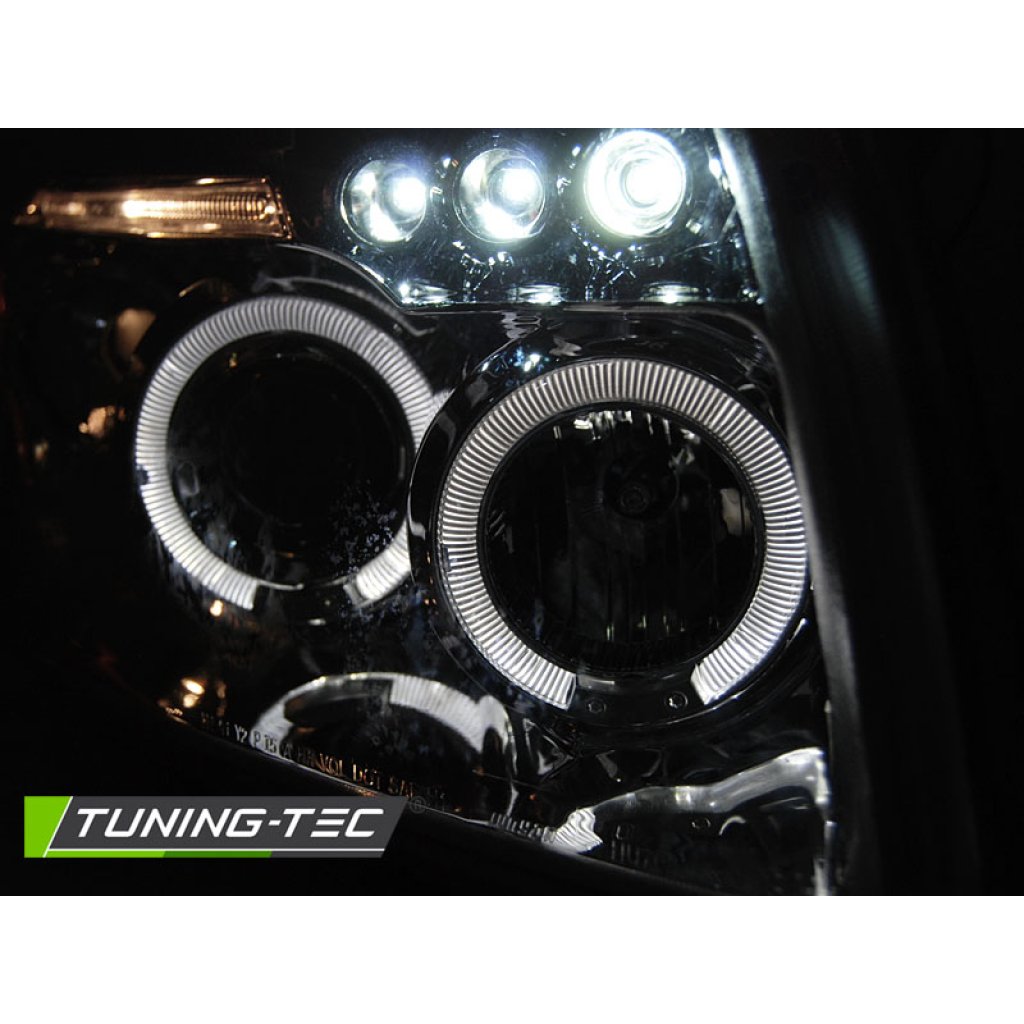 Přední světla angel eyes, LED, Dodge Caliber 06-12 chromová