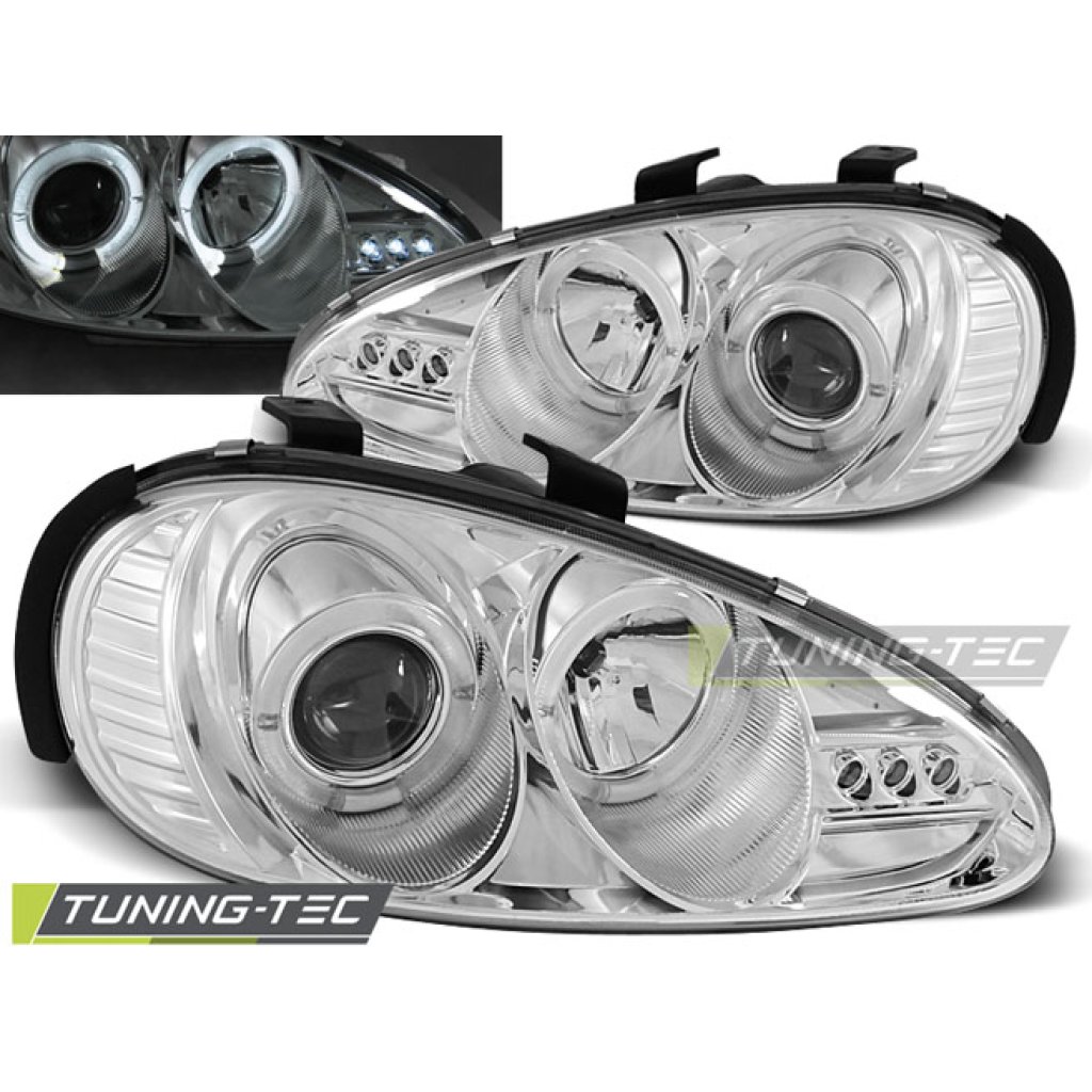 Přední světla angel eyes Mazda MX3 91-98 chromové