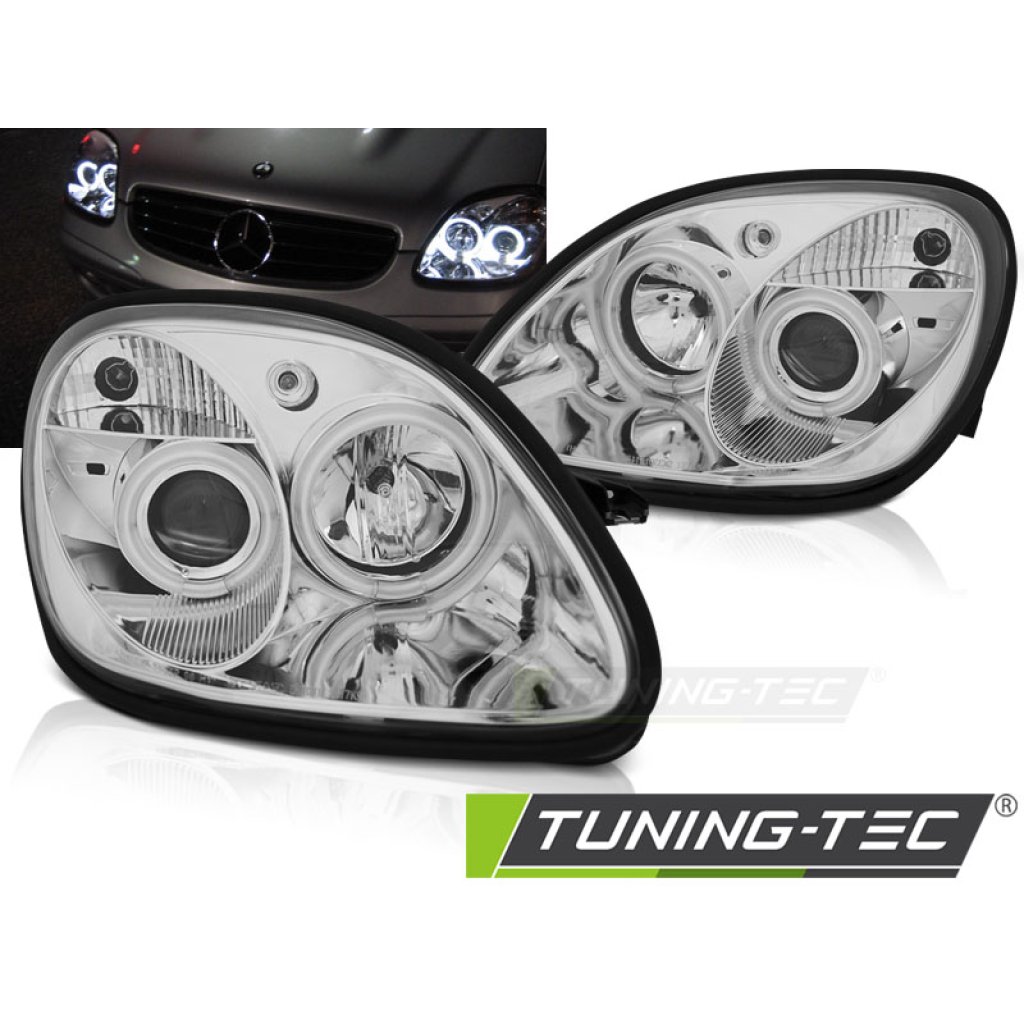 Přední světla angel eyes Mercedes-Benz SLK R170 chromová