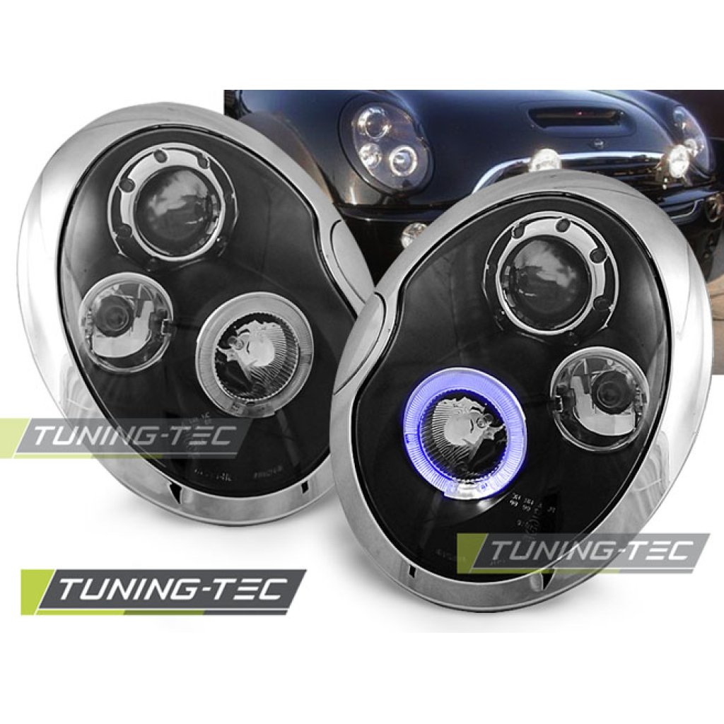 Přední světla angel eyes Mini Cooper černé