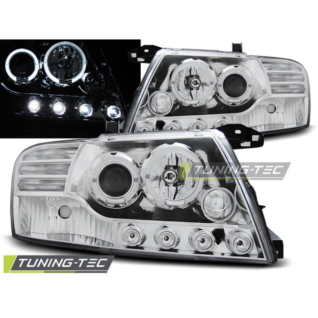 Přední světla Angel eyes Mitsubishi Pajero V60 01-06 chromová