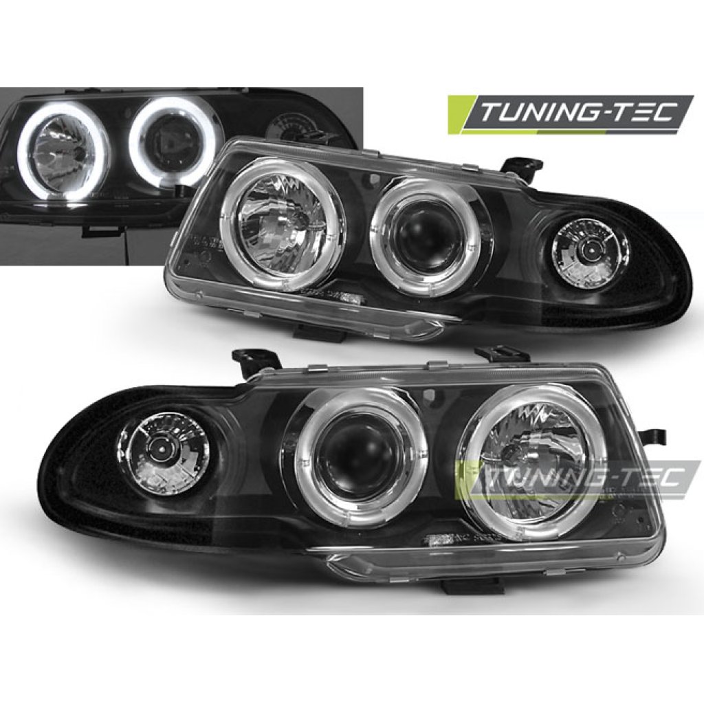 Přední světla angel eyes Opel Astra F 91-94 černé