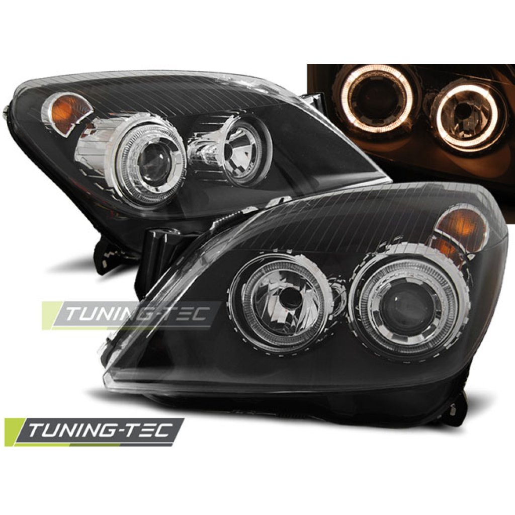 Přední světla Angel Eyes Opel Astra H 04-07 černá