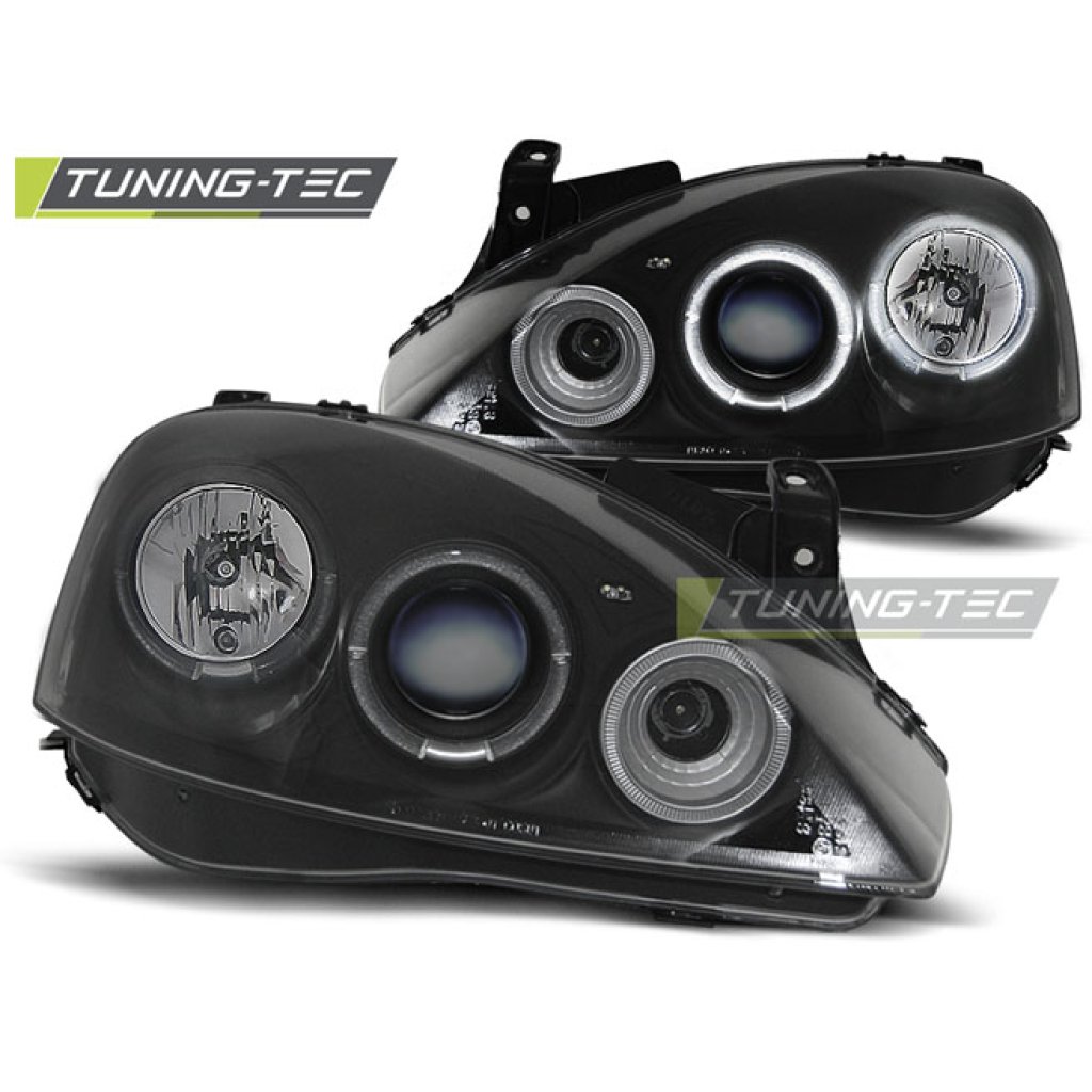 Přední světla angel eyes Opel Corsa C černé