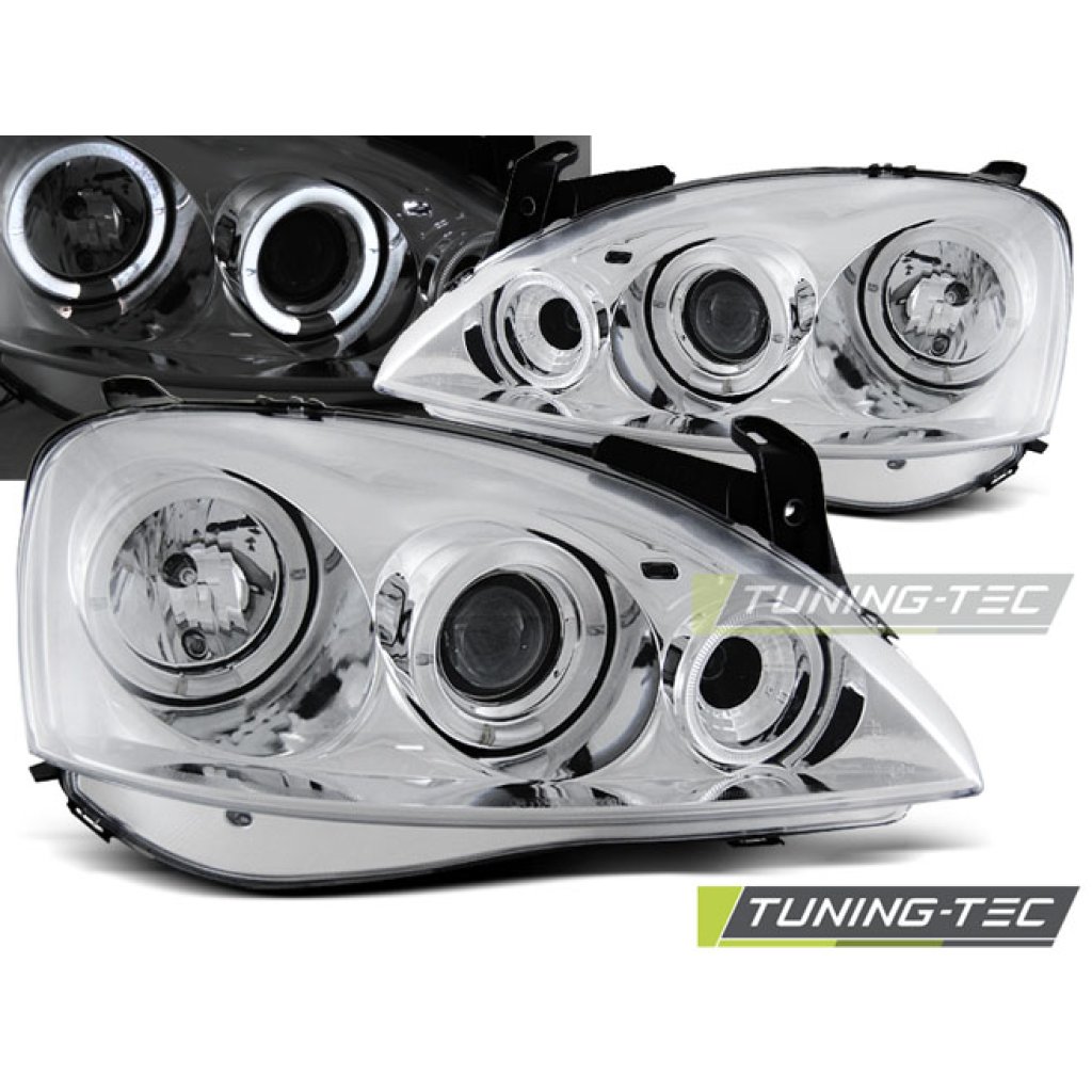 Přední světla angel eyes Opel Corsa C chromové