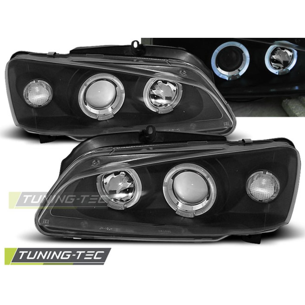 Přední světla angel eyes Peugeot 106 - černé