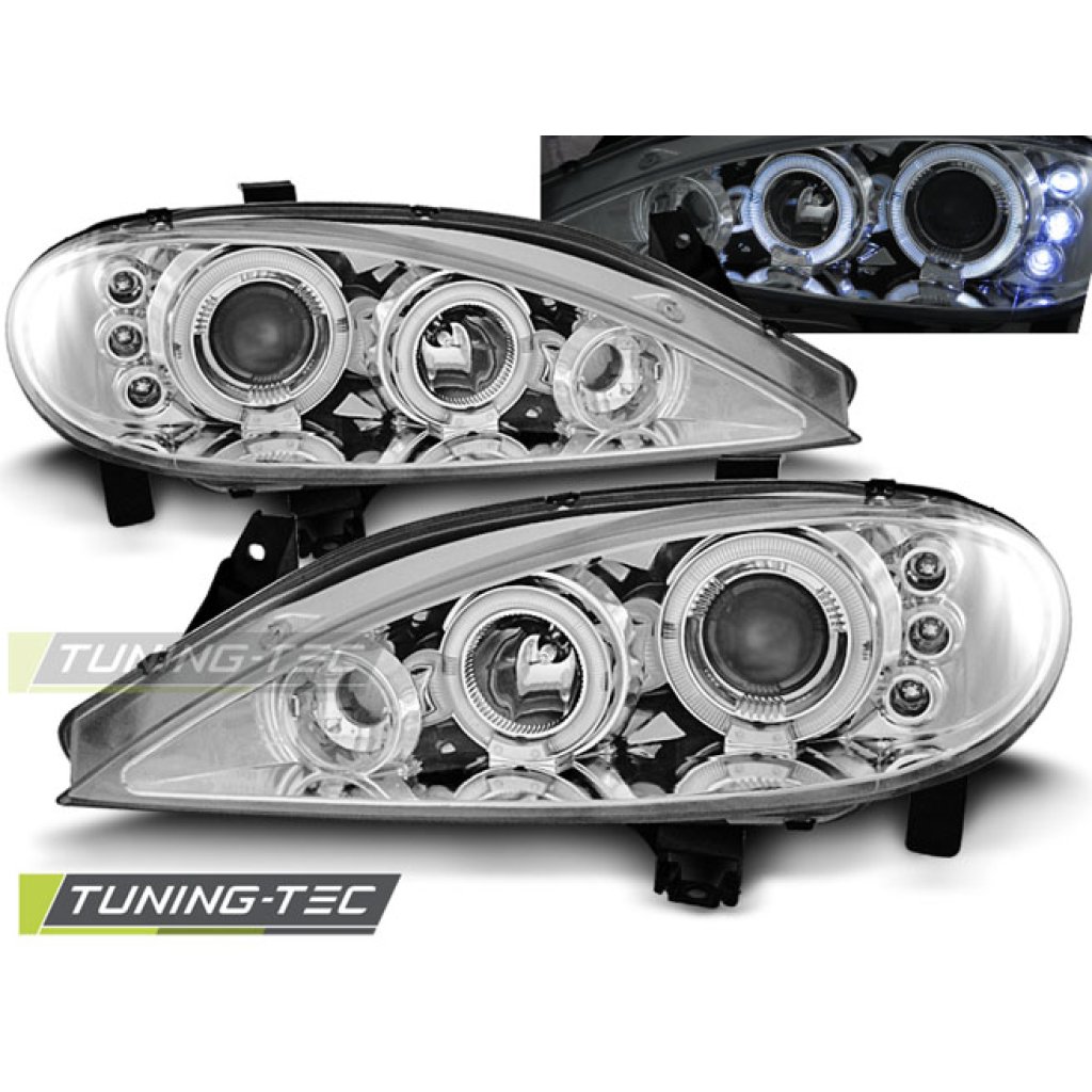Přední světla angel eyes Renault Megane/Scenic - chromová