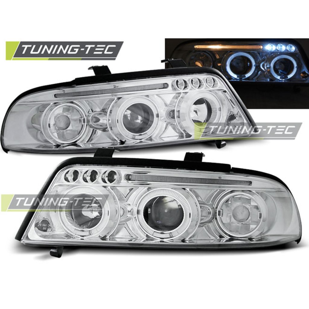 Přední světla angel eyes s LED Audi A4 99-01 chrom