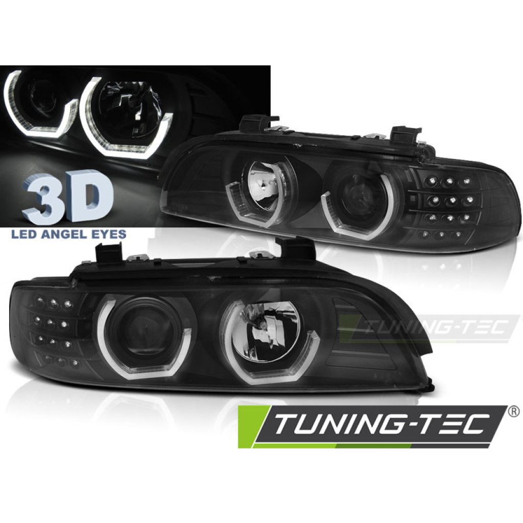 Přední světla angel eyes s LED BMW E39 95-03 černá