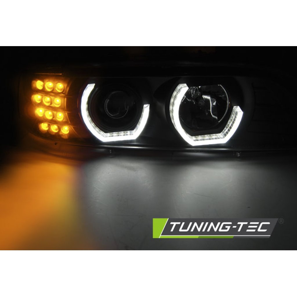 Přední světla angel eyes s LED BMW E39 95-03 černá