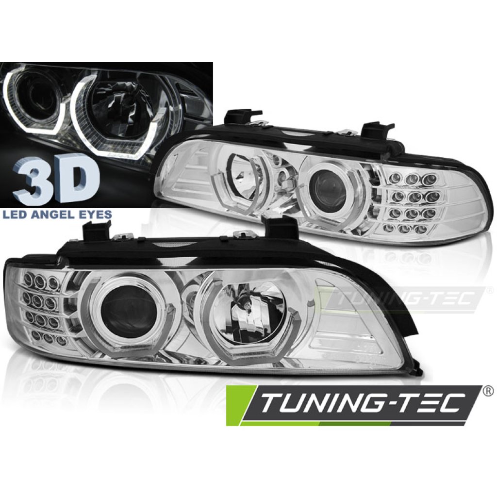 Přední světla angel eyes s LED BMW E39 95-03 chrom