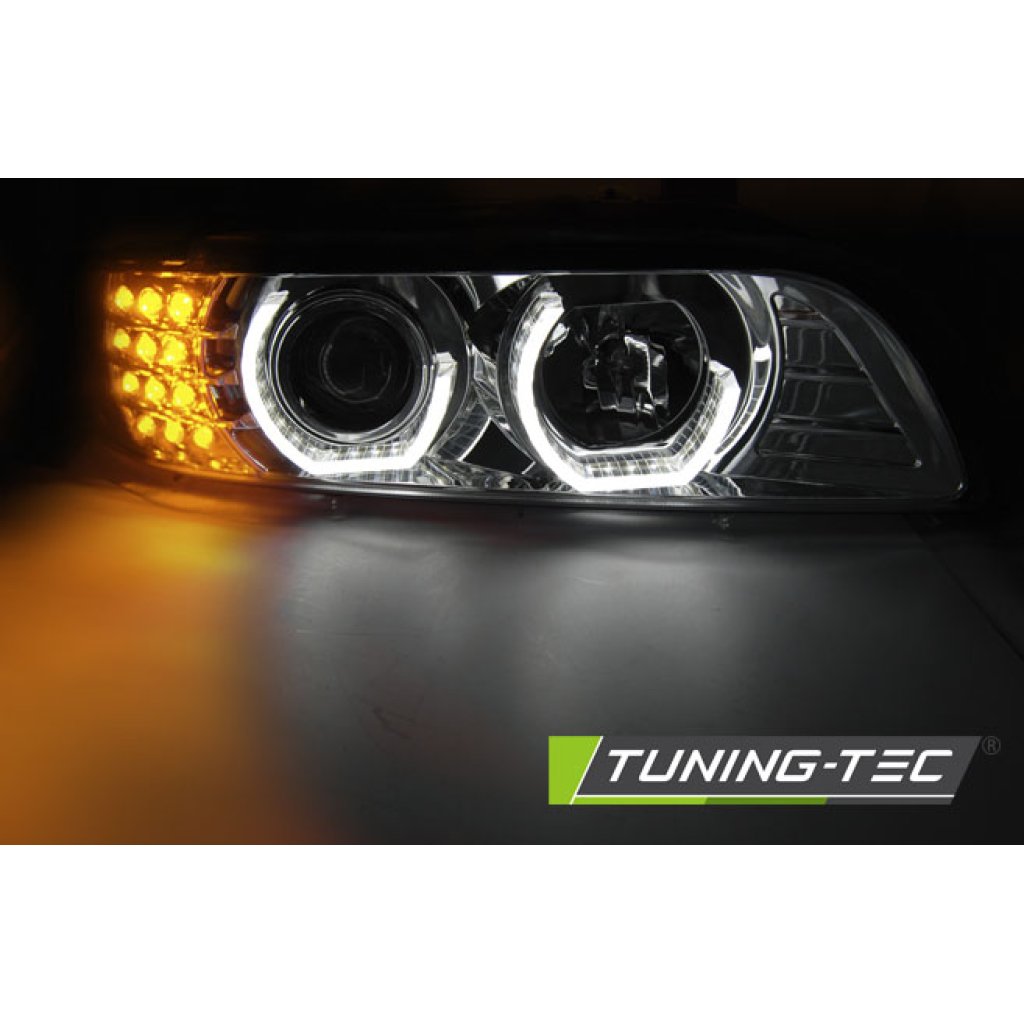 Přední světla angel eyes s LED BMW E39 95-03 chrom