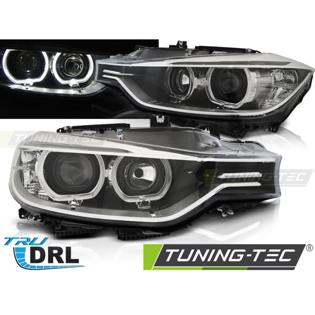 Přední světla angel eyes s LED denními světly BMW 3 F30/F31 11-15 černá