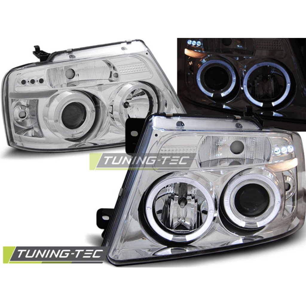 Přední světla Angel Eyes s LED Ford F150 MK11 04-08 chrom