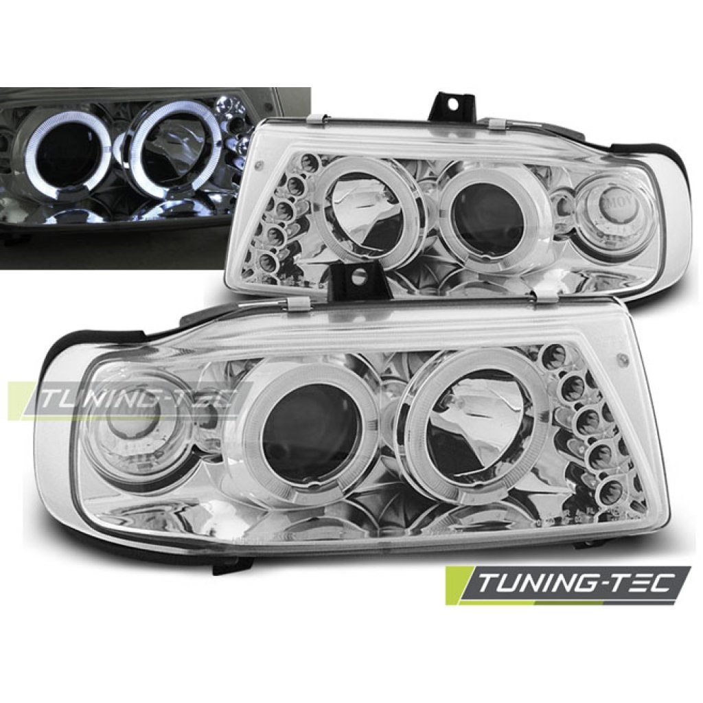 Přední světla angel eyes SEAT Ibiza/Cordoba 93-99 chromové
