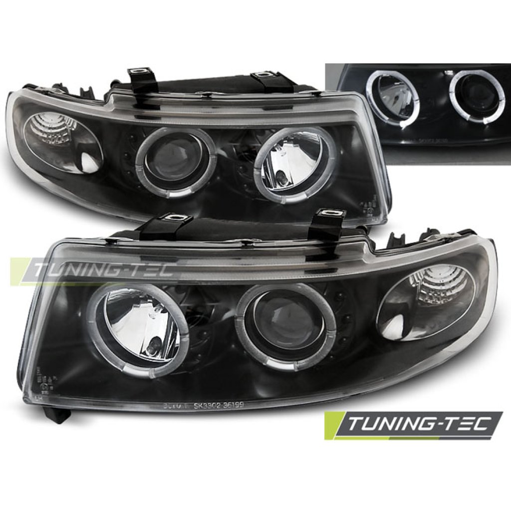 Přední světla angel eyes SEAT Leon/Toledo 99-04 černé