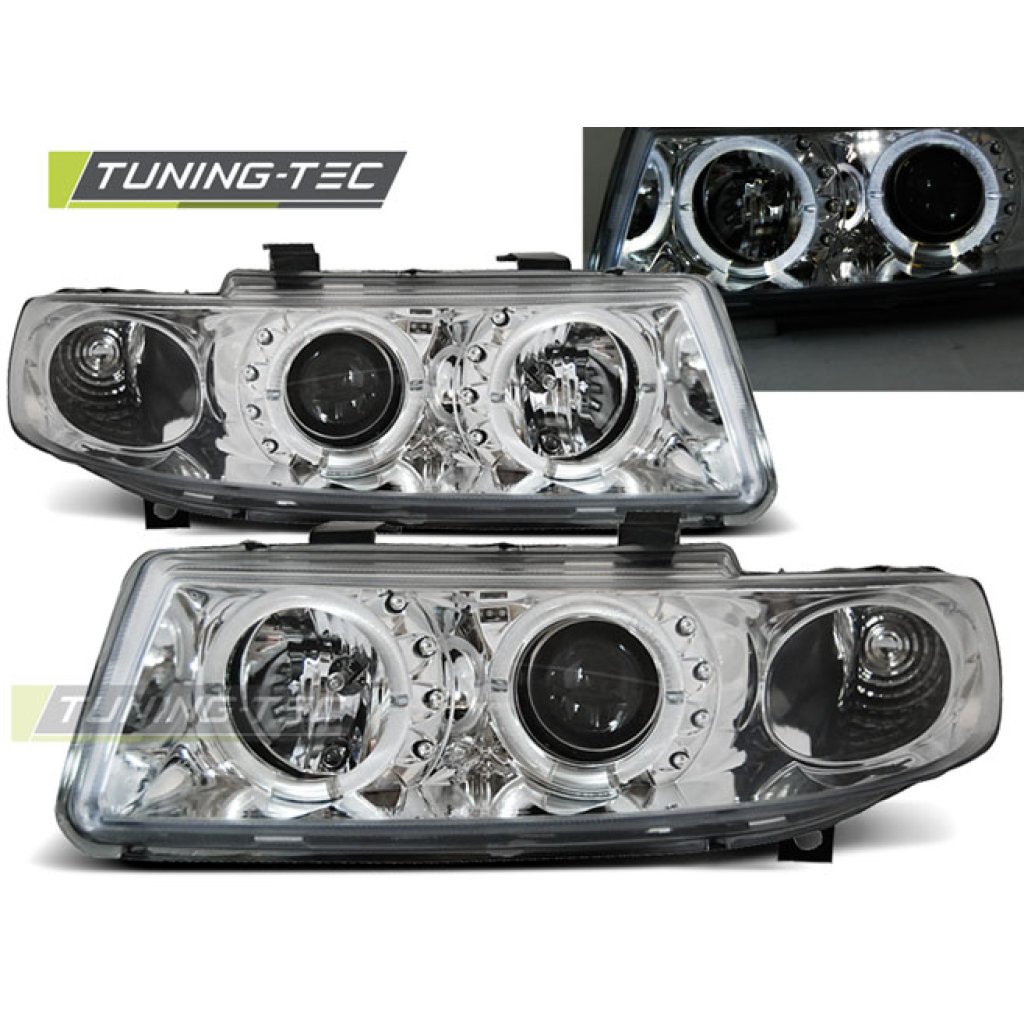 Přední světla angel eyes SEAT Leon/Toledo 99-04 chromové