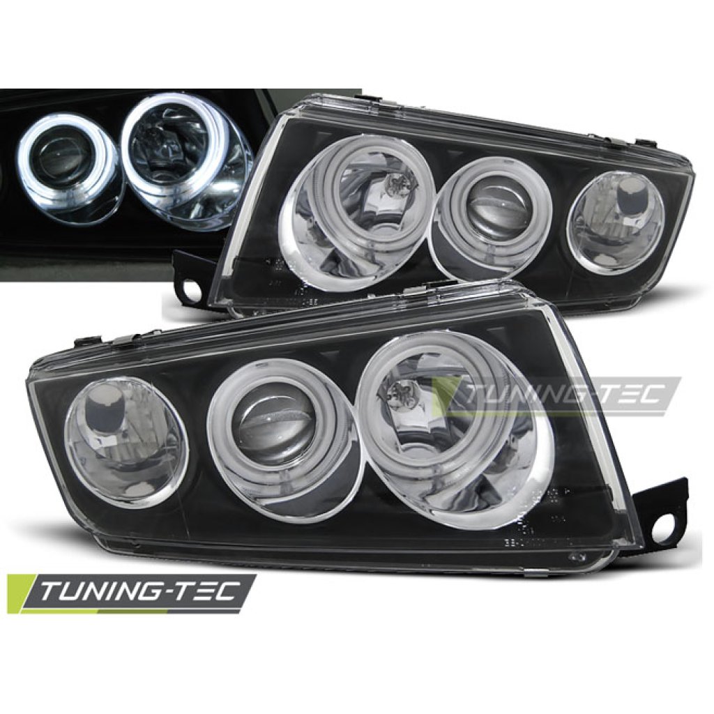 Přední světla angel eyes Škoda Fabia I 99-08 černá
