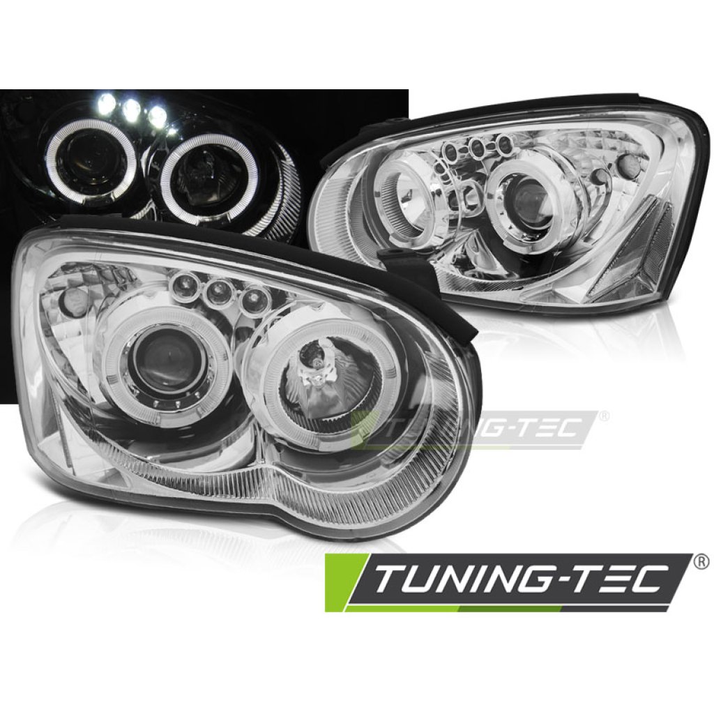 Přední světla angel eyes Subaru Impreza 03-05 chromová
