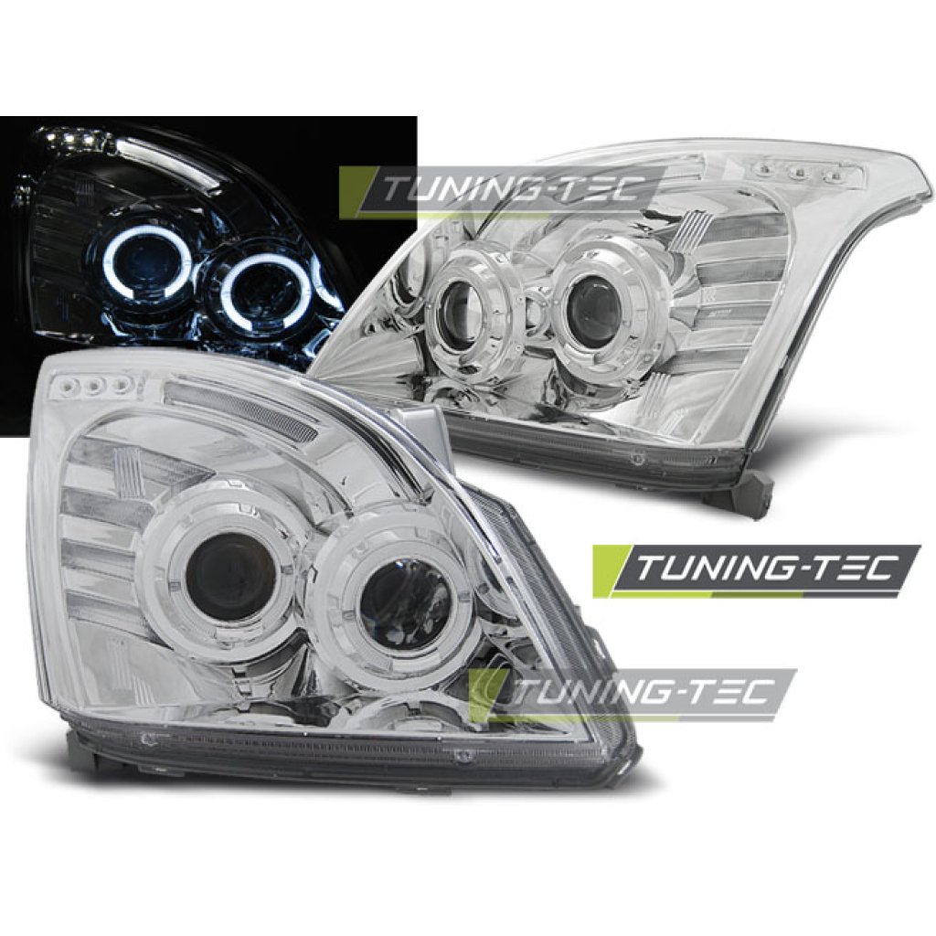 Přední světla angel eyes Toyota Landcruiser 120 03-09 chromová