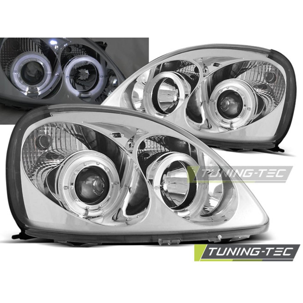 Přední světla angel eyes Toyota Yaris 98-04 chromové
