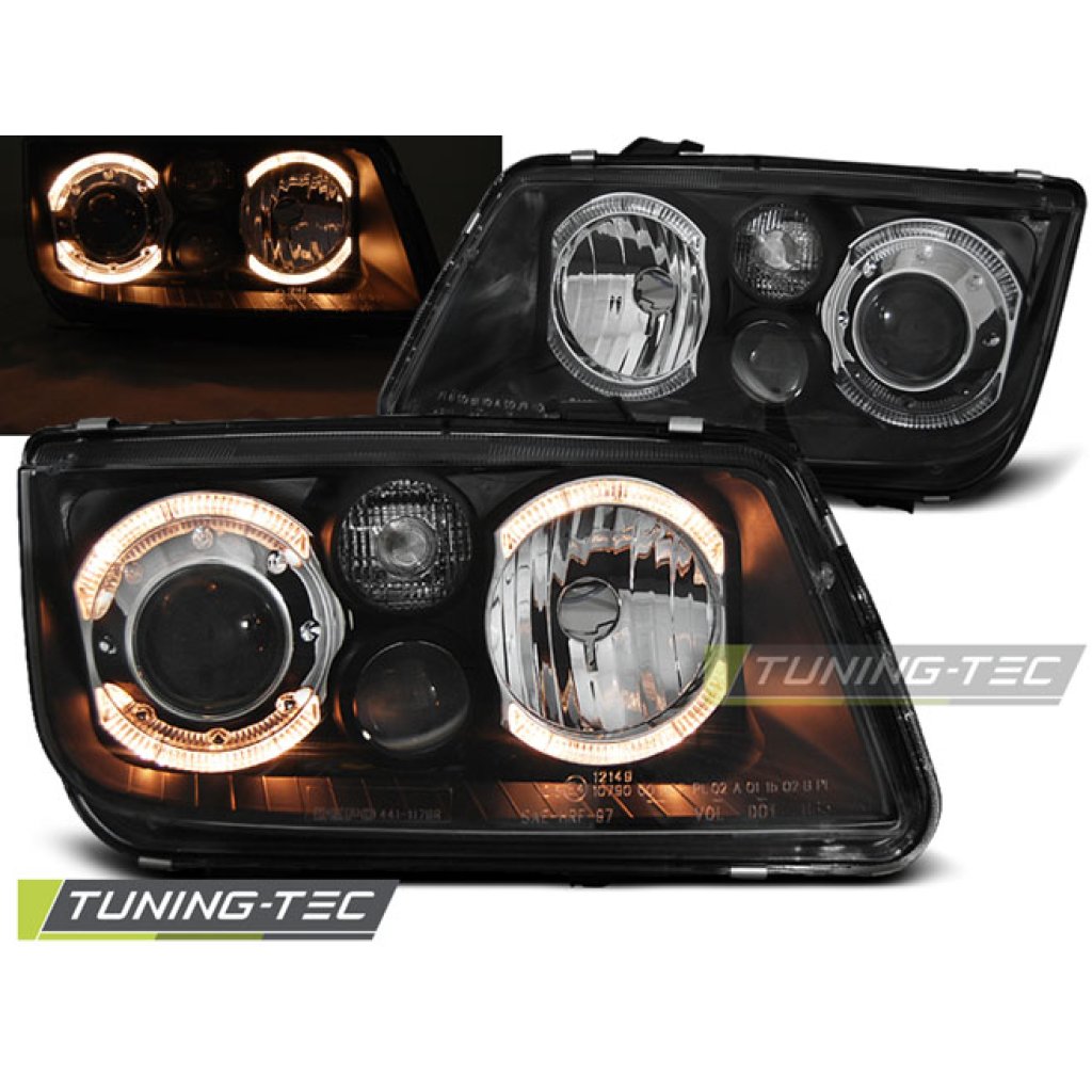 Přední světla angel eyes VW Bora černá