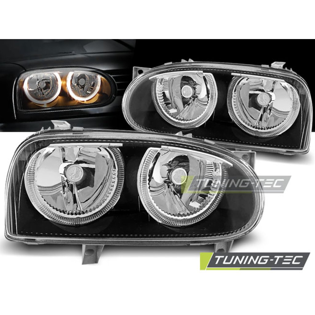 Přední světla angel eyes VW Golf 3 černé