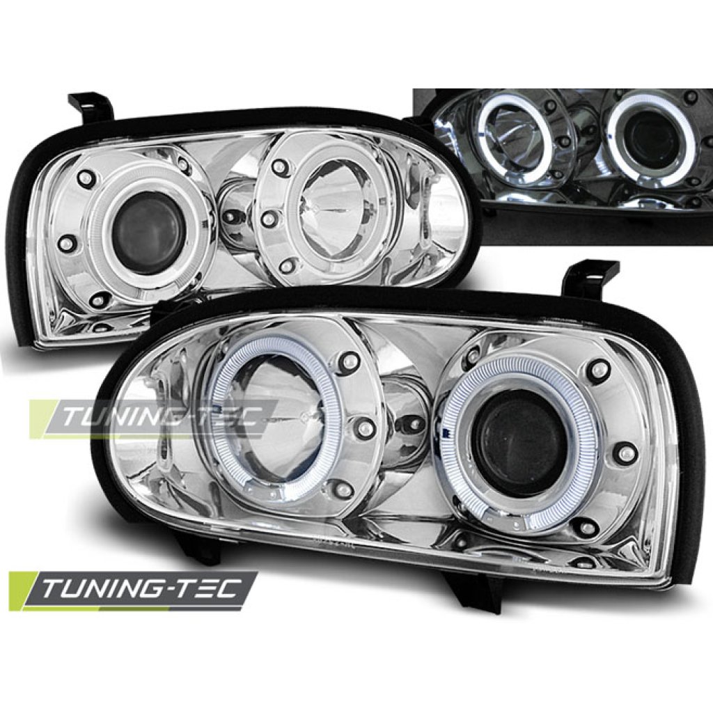 Přední světla angel eyes VW Golf 3 chrom 92-98