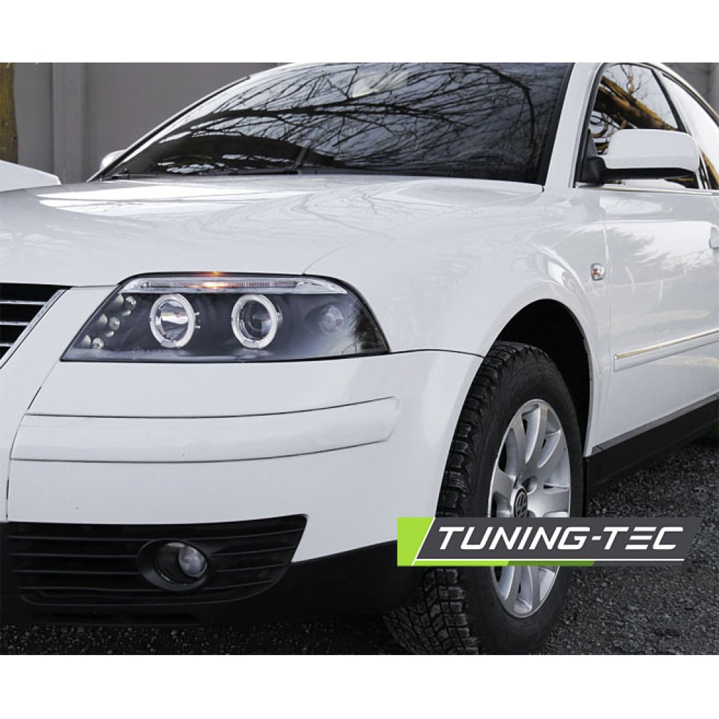 Přední světla angel eyes VW Passat 3BG - černé