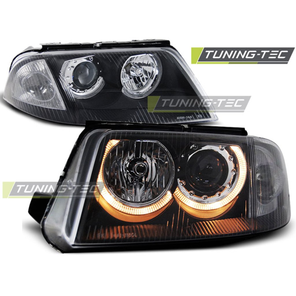 Přední světla angel eyes VW Passat 3BG černé