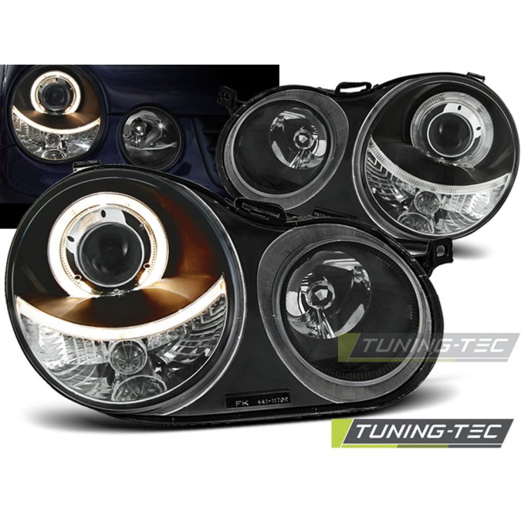 Přední světla angel eyes VW Polo 9N černé