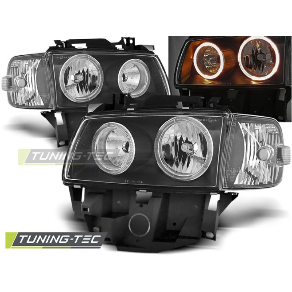 Přední světla angel eyes VW T4 černé