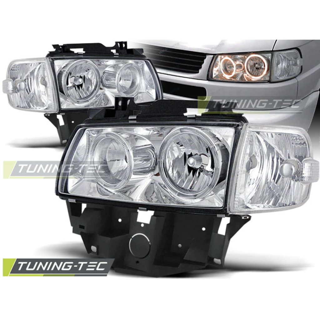 Přední světla angel eyes VW T4 chromové