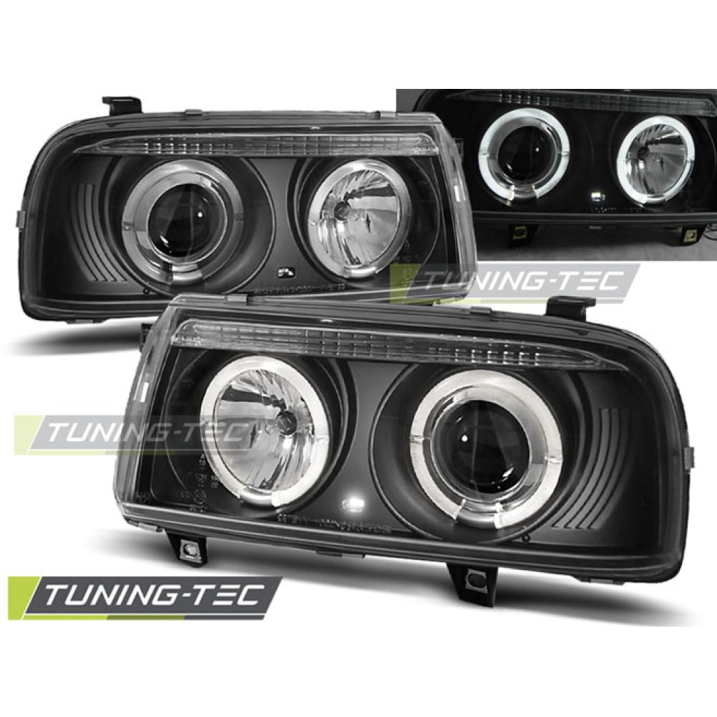 Přední světla Angel Eyes VW Vento 91-98 černá