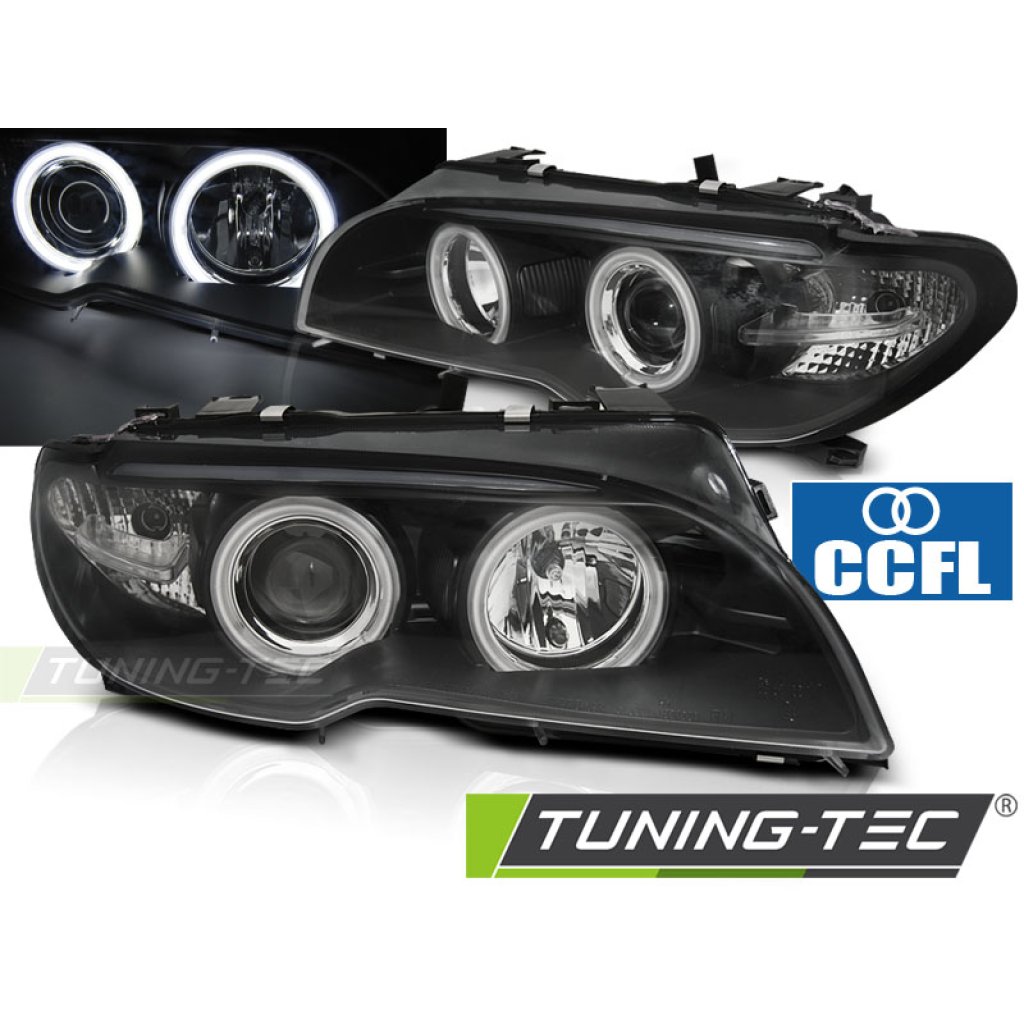Přední světla CCFL Angel eyes BMW E46 coupe/cabrio 03-06 černá