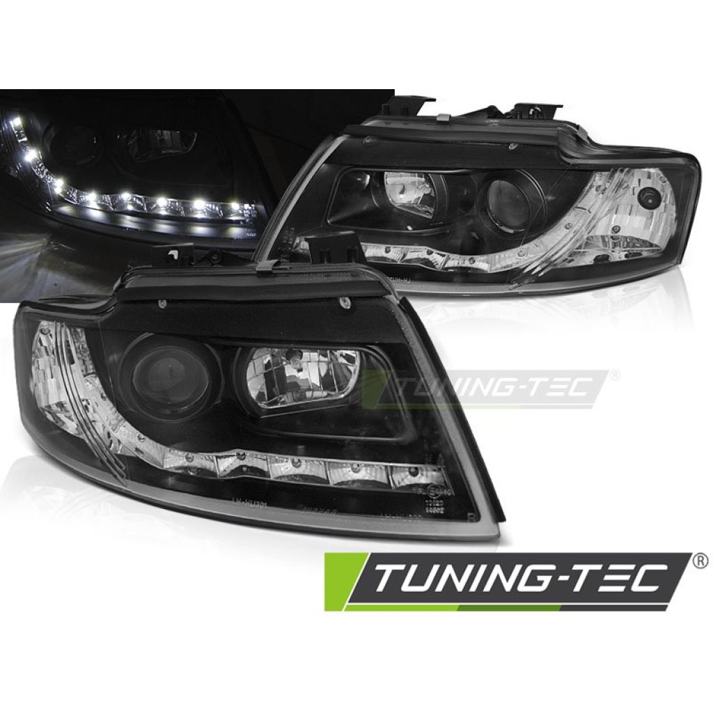 Přední světla čirá s LED Audi A4 B6 cabrio 02-05 černá