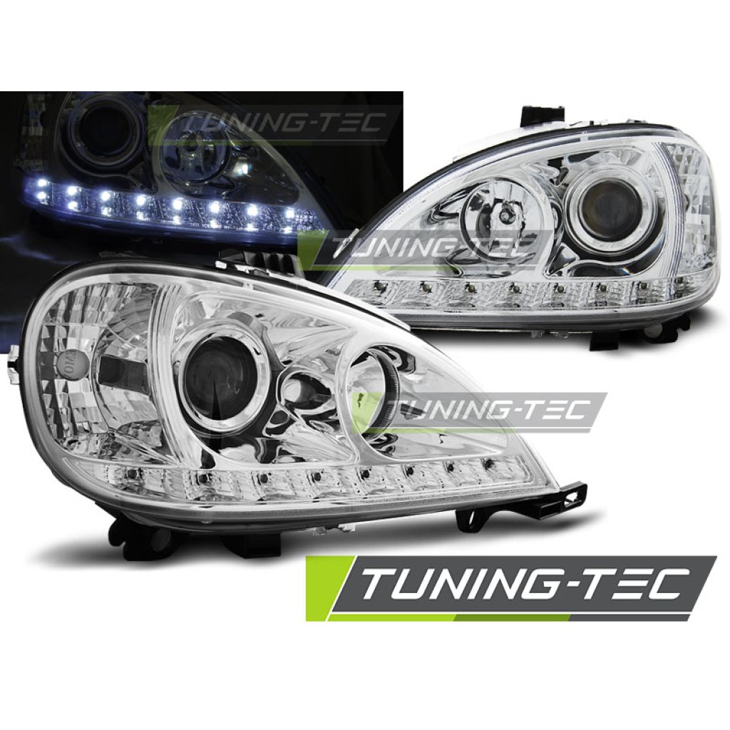 Přední světla čirá s LED Mercedes-Benz M W163 01-05 chrom