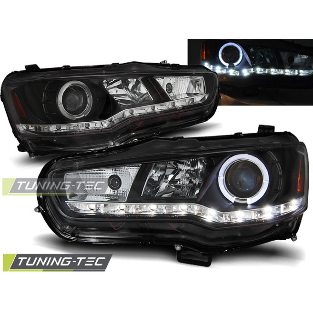 Přední světla Devil eyes LED Mitsubishi Lancer VIII/8 08-11 černá