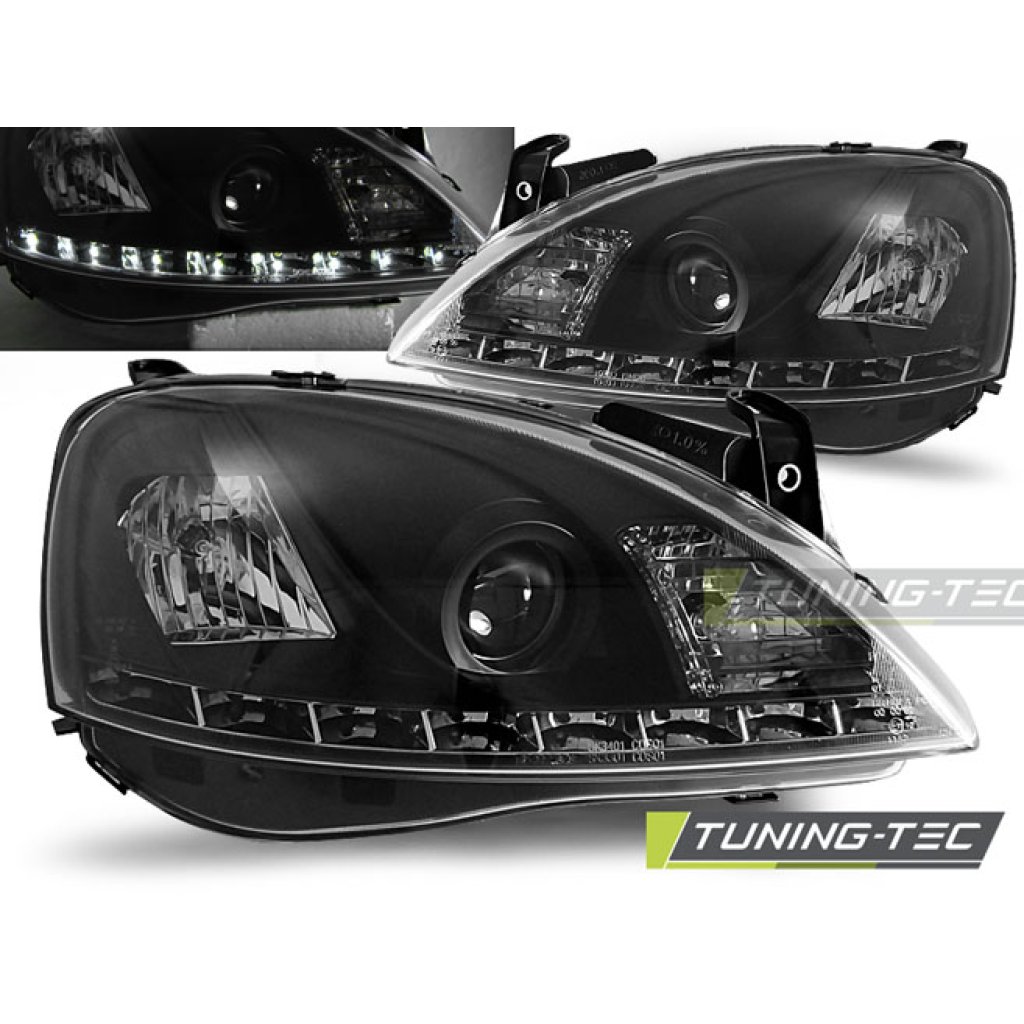 Přední světla Devil Eyes Opel Corsa C černé