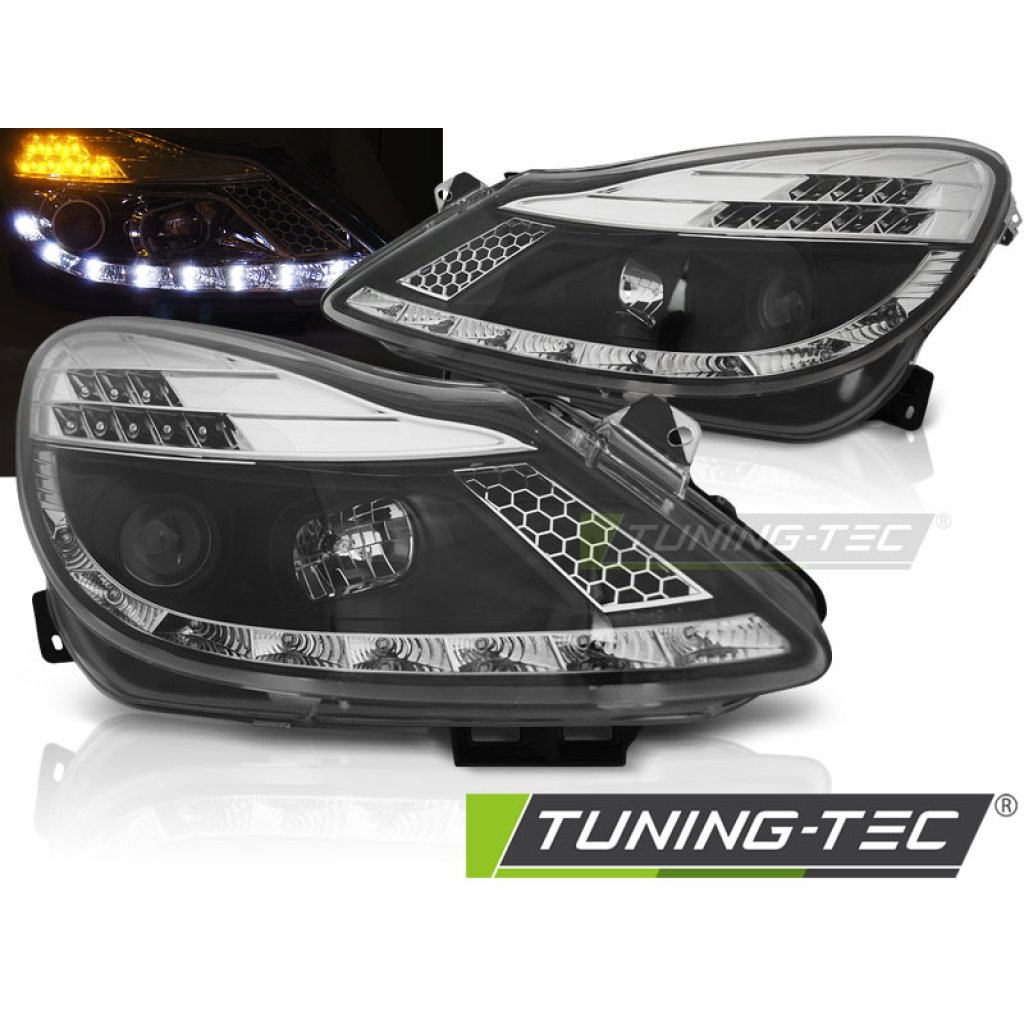 Přední světla Devil Eyes Opel Corsa D 06- černá LED blinkr